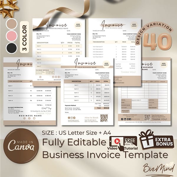 business invoice template bundle, small business invoice