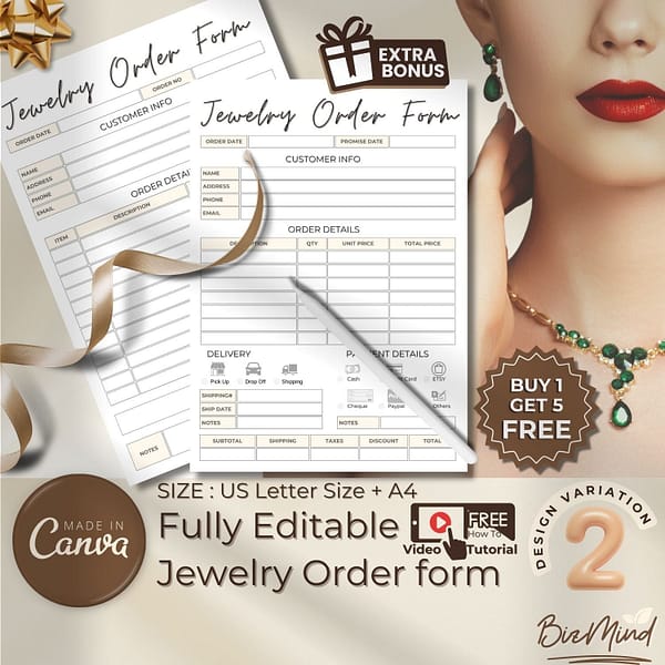 jewelry order form template, custom order form template