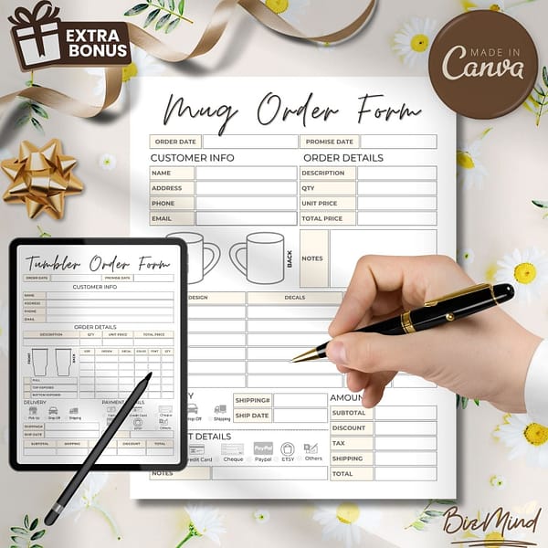 mug order form template, tumbler order form template