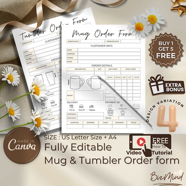 mug order form template, tumbler order form template