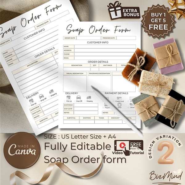 soap order form, custom order form