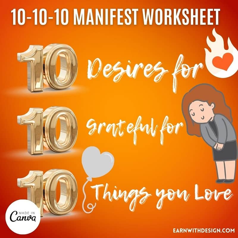 How to Create FREE 10-10-10 Manifest Worksheet with Canva